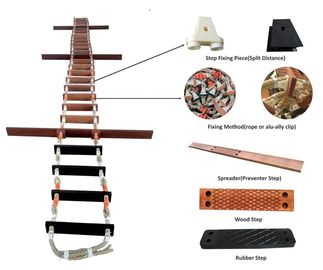 Ξύλινη σκάλα σχοινιών βαρκών της Μανίλα, προσαρμοσμένη σκάλα σχοινιών έκτακτης ανάγκης πλάτους